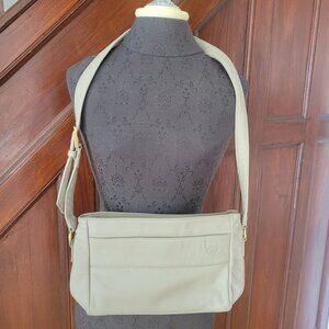 SAS Beige Leather Crossbody Bag With Adjustable Strap